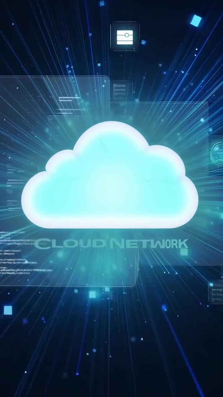 Digital Cloud Computing Network Concept with Data Icons