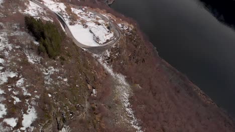 tiro de drone de geirangerfjord en noruega