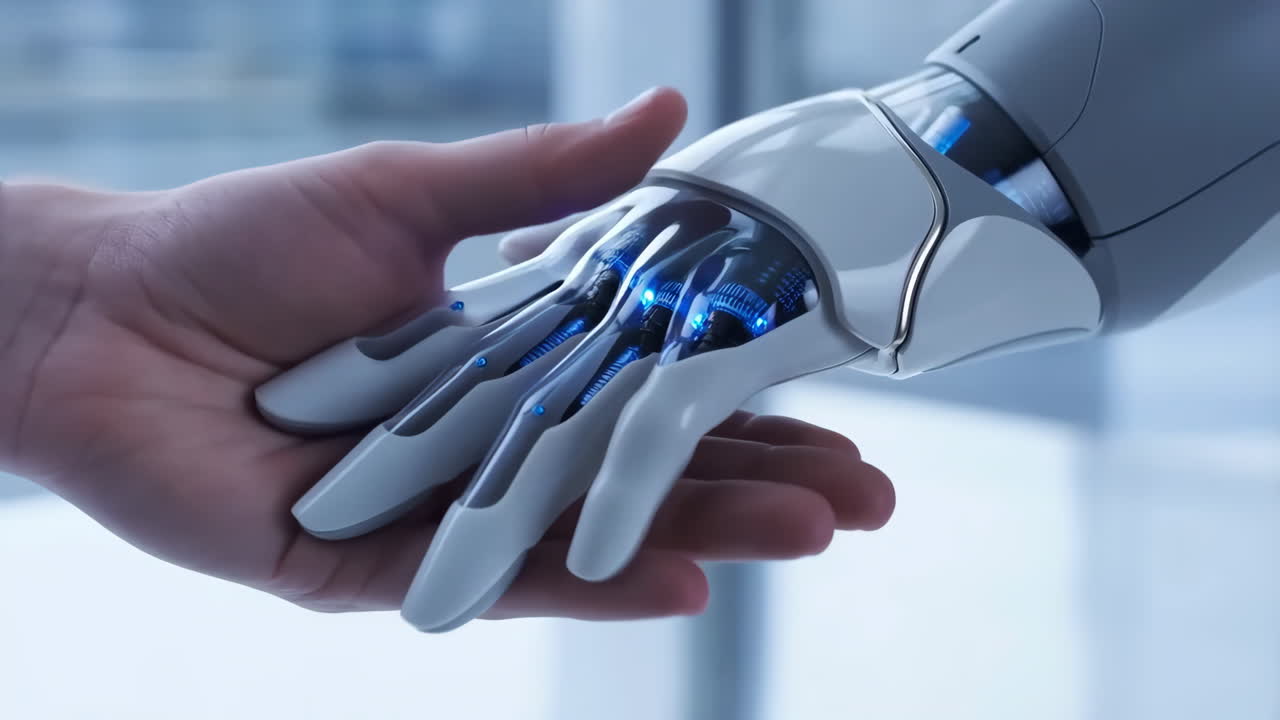 Human Hand Touching Robotic Hand