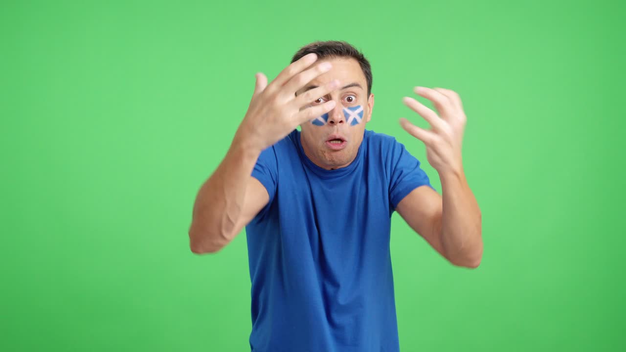 Man Cheering for Scotland, angry with the decision of referee