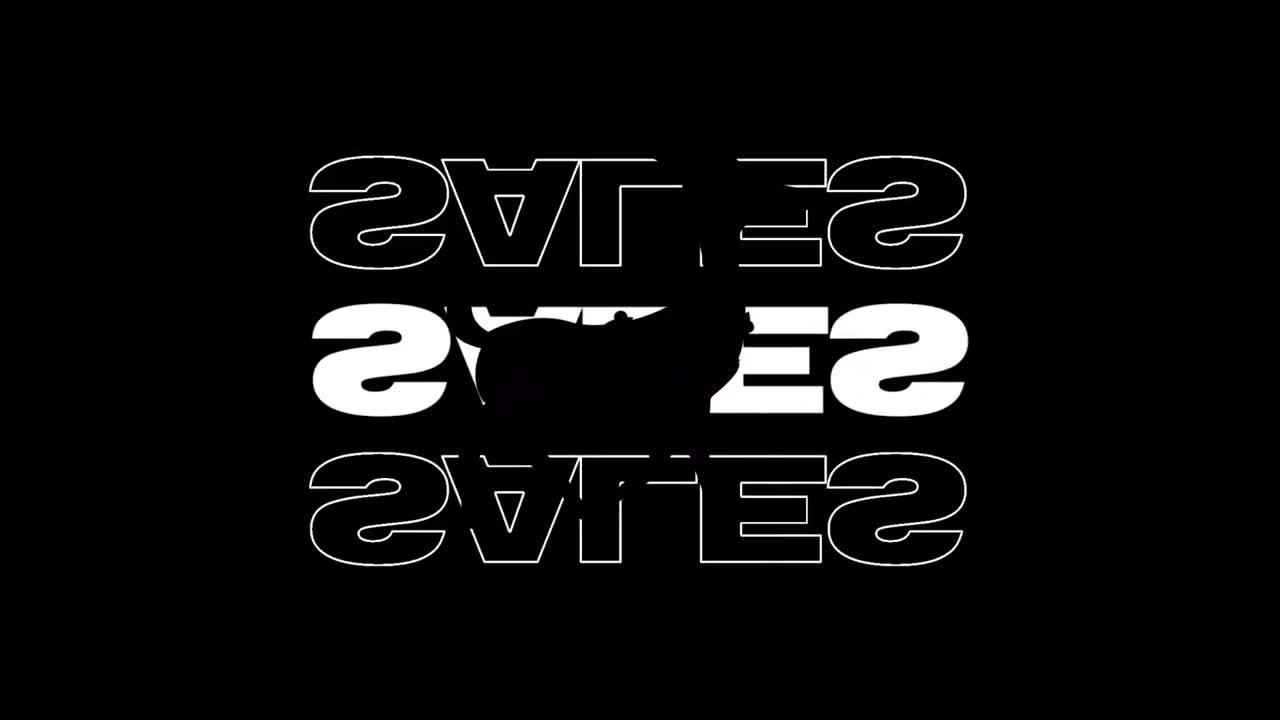 Animation of sales texts over black background