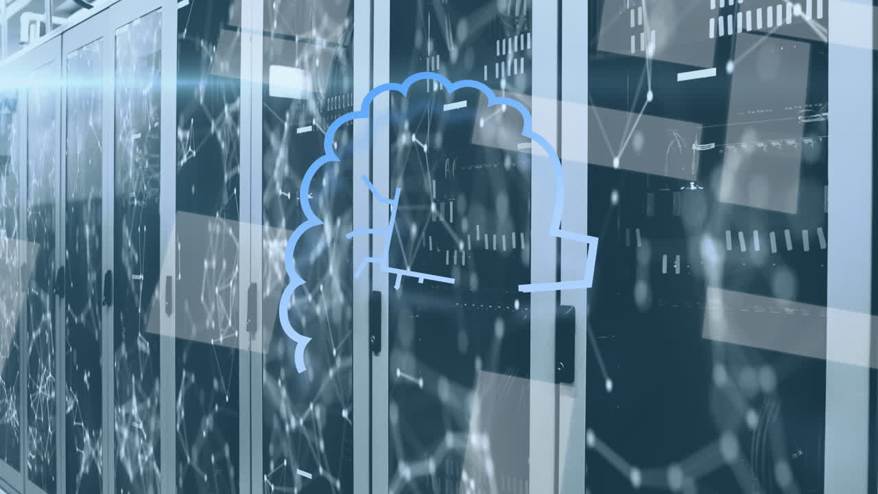 컴퓨터 서버 을 통해 데이터 처리 및 네트워크의 애니메이션