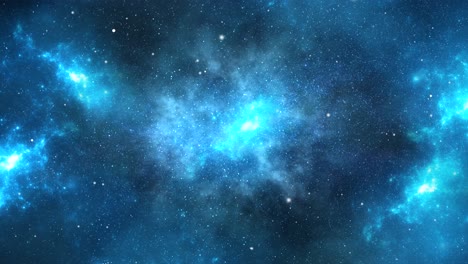 volando a través de la nebulosa espacial de orión y las estrellas del cielo nocturno viajando a través del campo estelar de partículas en