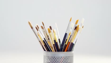 close-up of various paint brushes