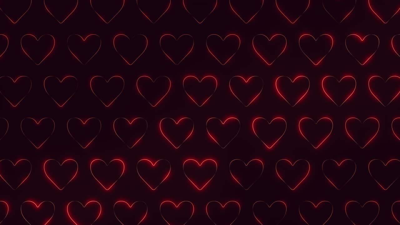 Motivo romantico di cuori rossi su sfondo nero, ideale per biglietti di San Valentino