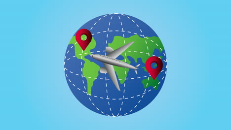 postal service animation with earth planet and pins location