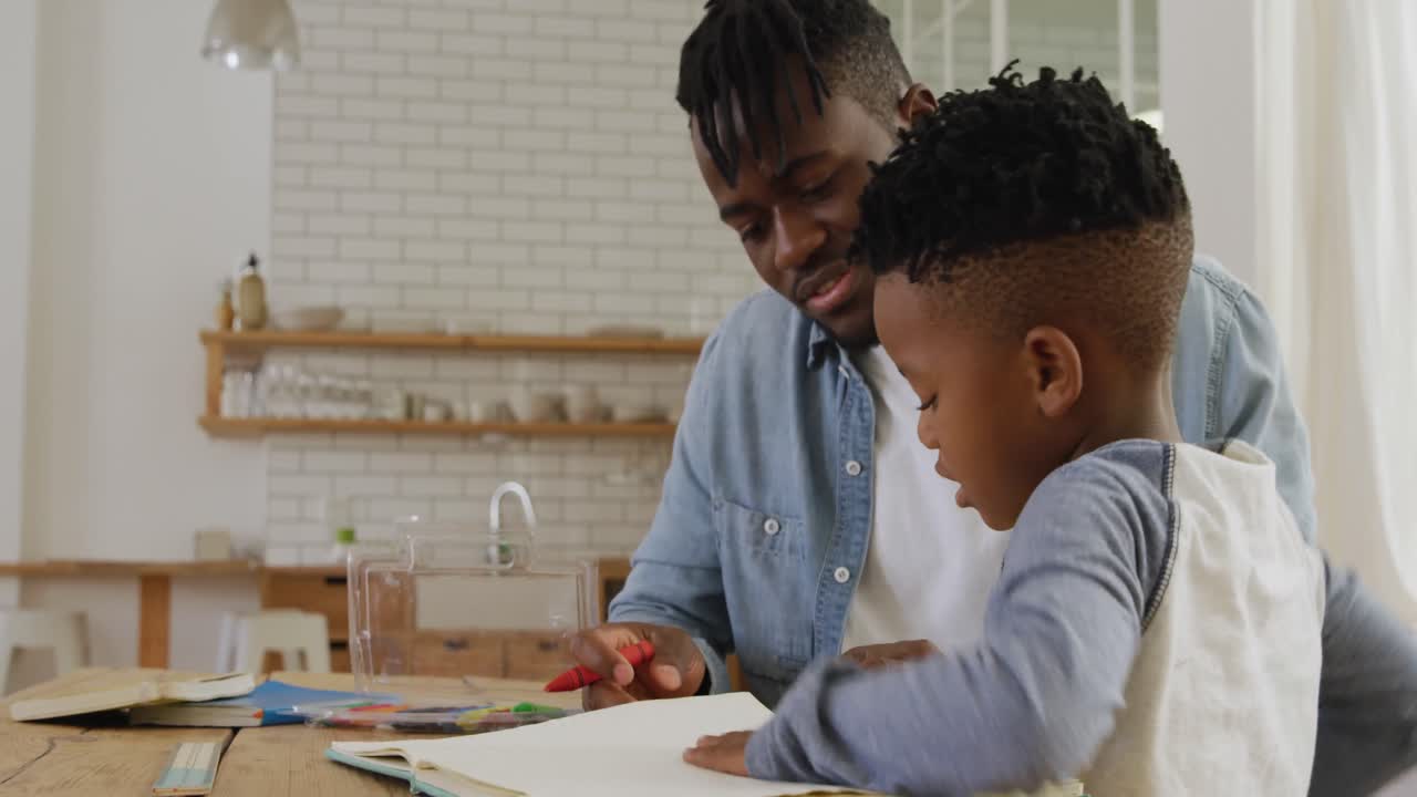Father and son at home