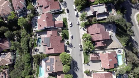 cinematic birdseye view of the calabasas neighborhood in los angeles california