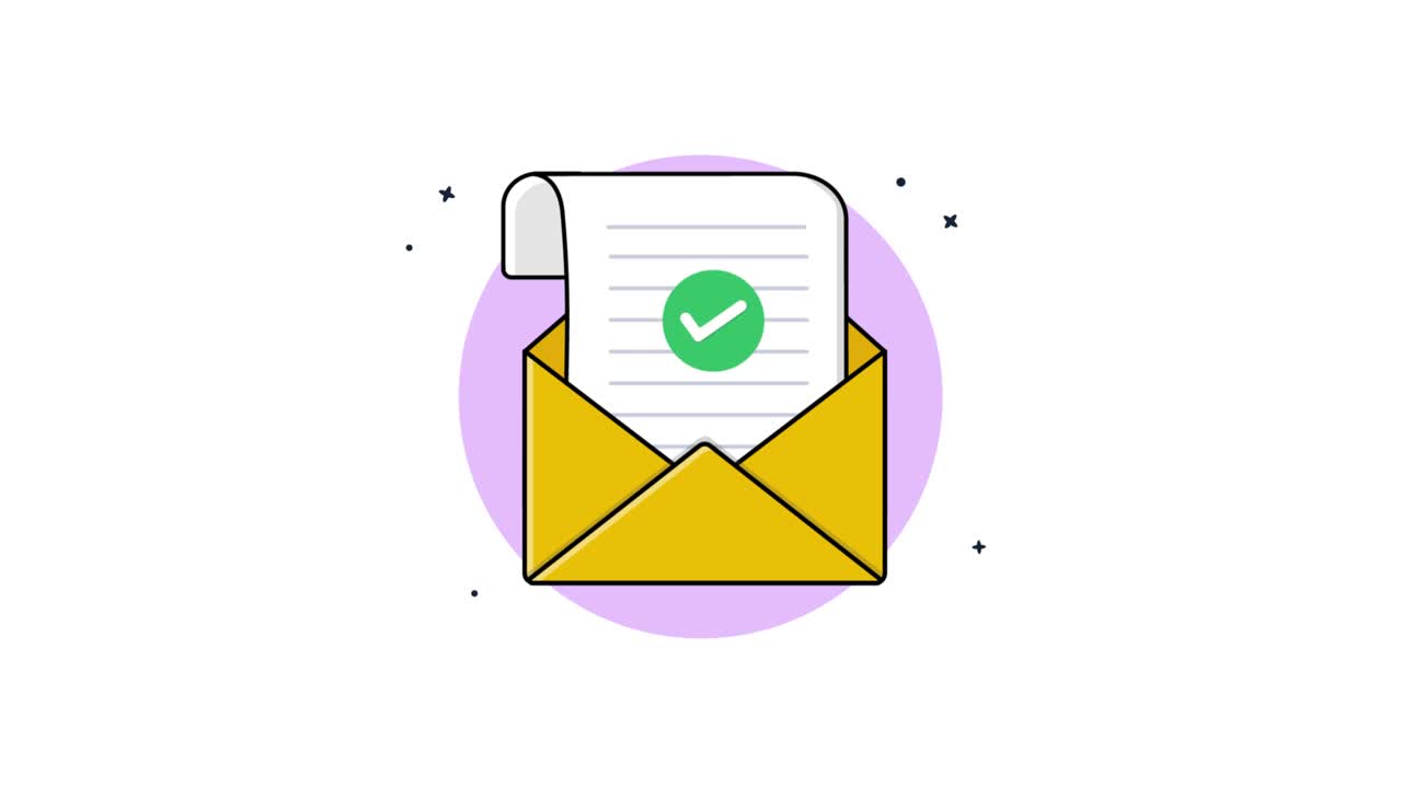 Animated Email Message with Green Checkmark Confirmation