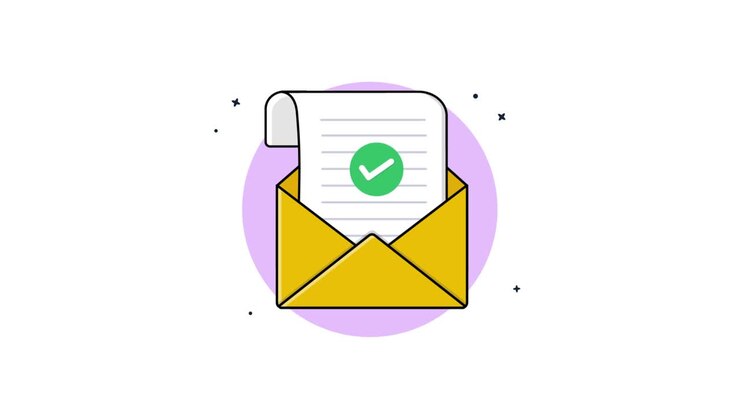 Animated Email Message with Green Checkmark Confirmation