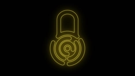 fingerprint with lock neon line icon isolated on purple background. id app icon. identification sign. touch id. motion graphic animation.