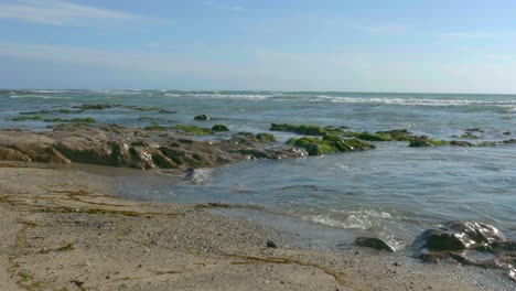 small waves crashing on the beach