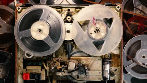 old reel to reel audio tape recorder. top view