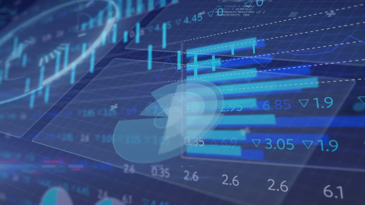 On data update, dashboard animating candlesticks rising, radar rotating, bars pulsing to show gains