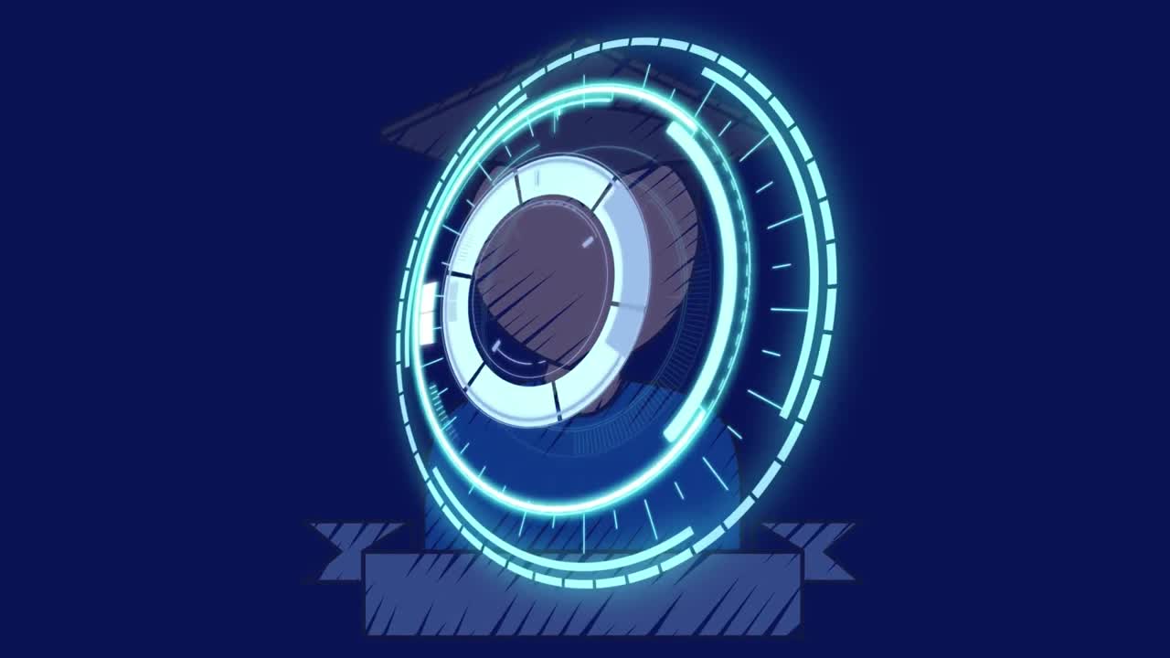 파란색 배경에 우승컵을 스캔하는 스 ⁇ 의 애니메이션