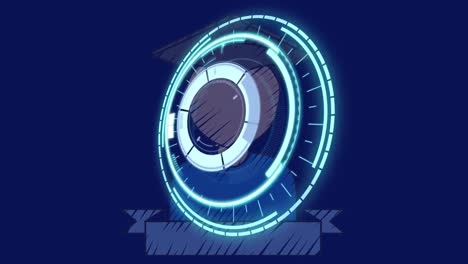 animación de la exploración del alcance sobre la copa ganadora sobre fondo azul