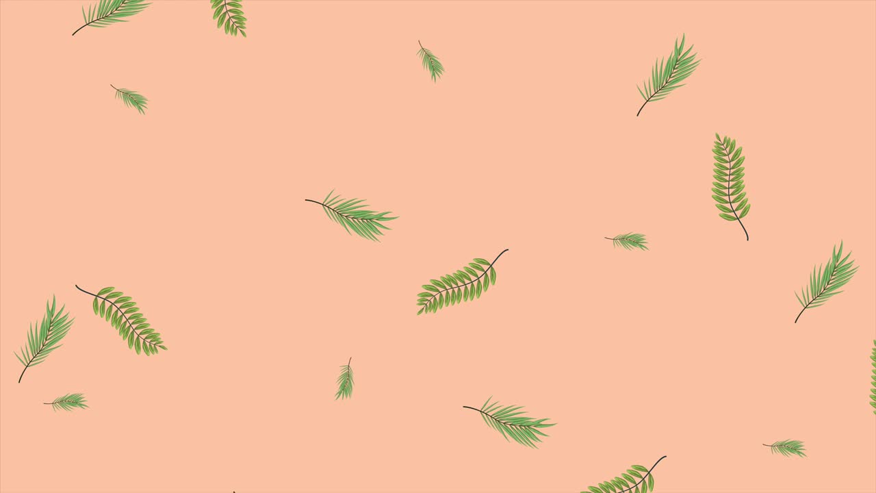 hojas exóticas tropicales patrón de animación de ecología en fondo crema