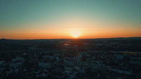 4k aerial: beautiful sunset in homburg, saarland, germany