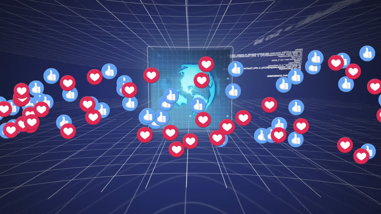 검은색 배경의 데이터 처리에 대한 이모지 아이콘의 애니메이션