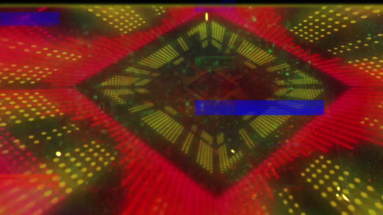 animación de patrones de luz amarilla y roja que se mueven con distorsión de color