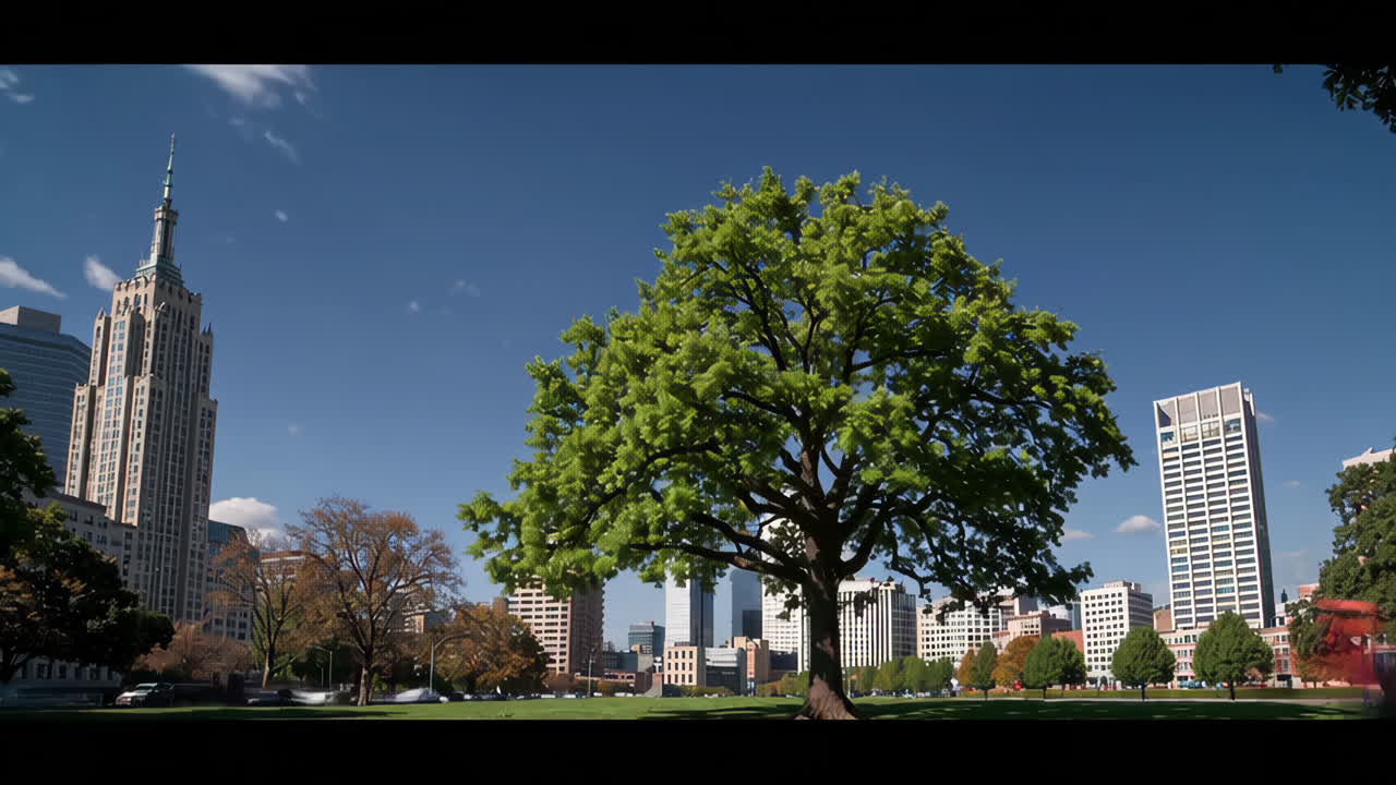 City Park with Large Tree