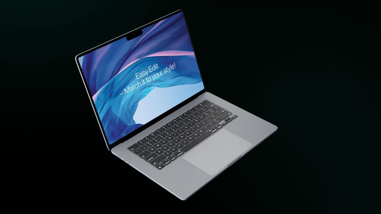 Realistisk laptop mockup-skabelon i 4K med alfakanal til præsentation af hjemmesider og apps
