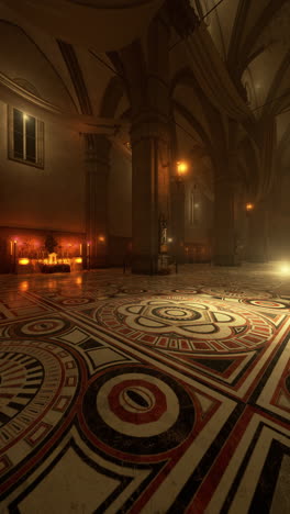 dark and mysterious interior of a church