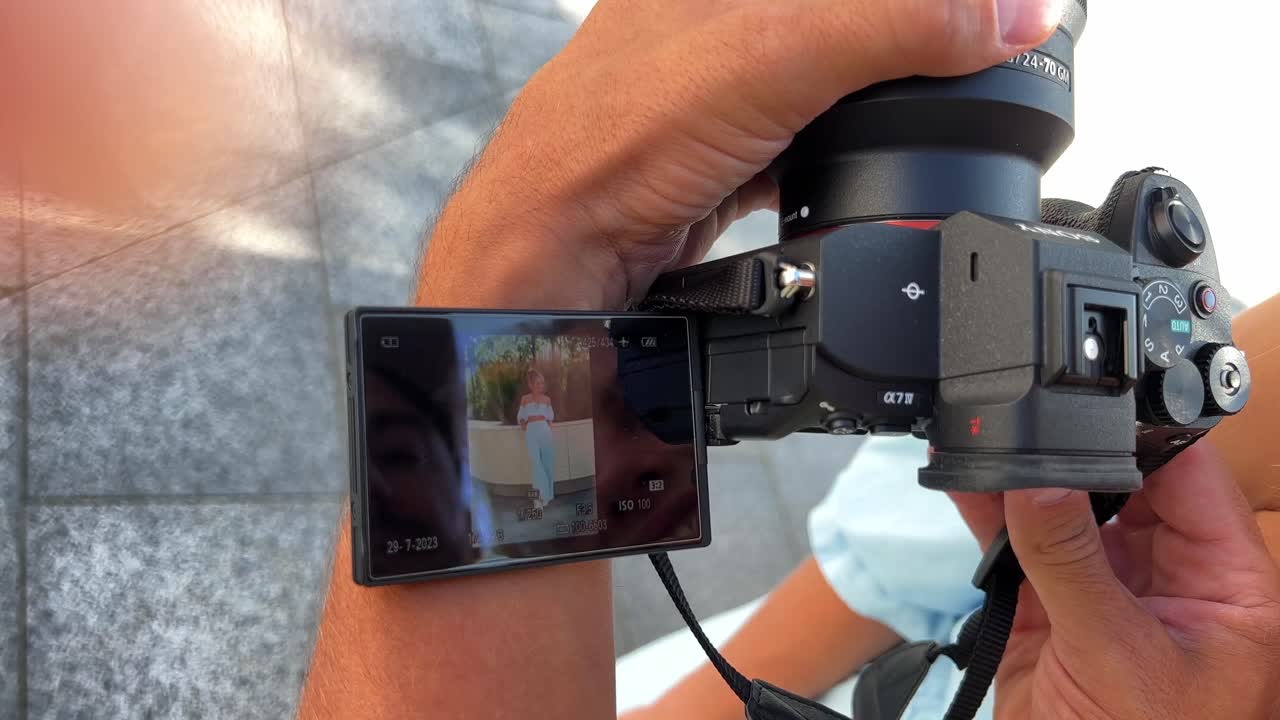 Camera capturing a photoshoot