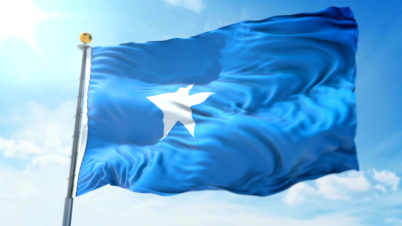 bandera de somalia bucle sin costuras vídeo de renderización 3d. hermoso bucle de tela textil agitando