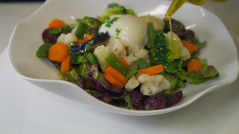 Vegetable stew with poached egg