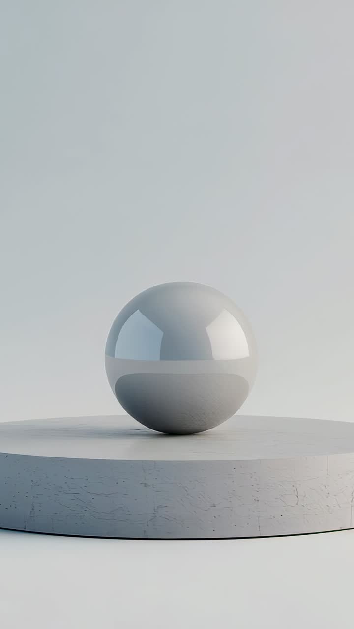 Vertical video: Powering glossy sphere lamp emitting warm glow on plinth to illuminate floor