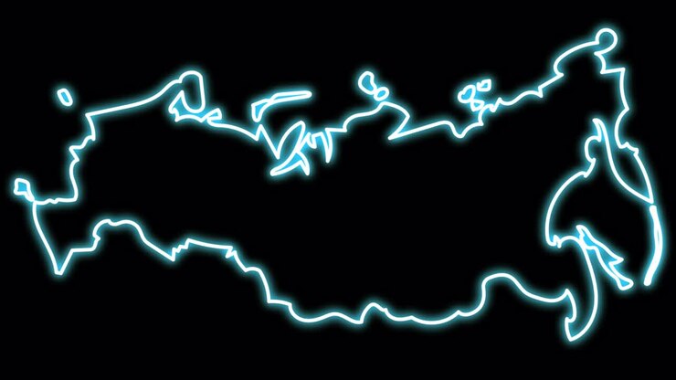 Mappa al neon della Russia a linea singola