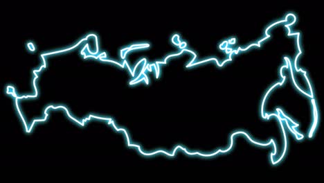 neon map of russia in one line.