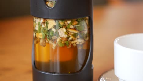 infused tea in glass infuser