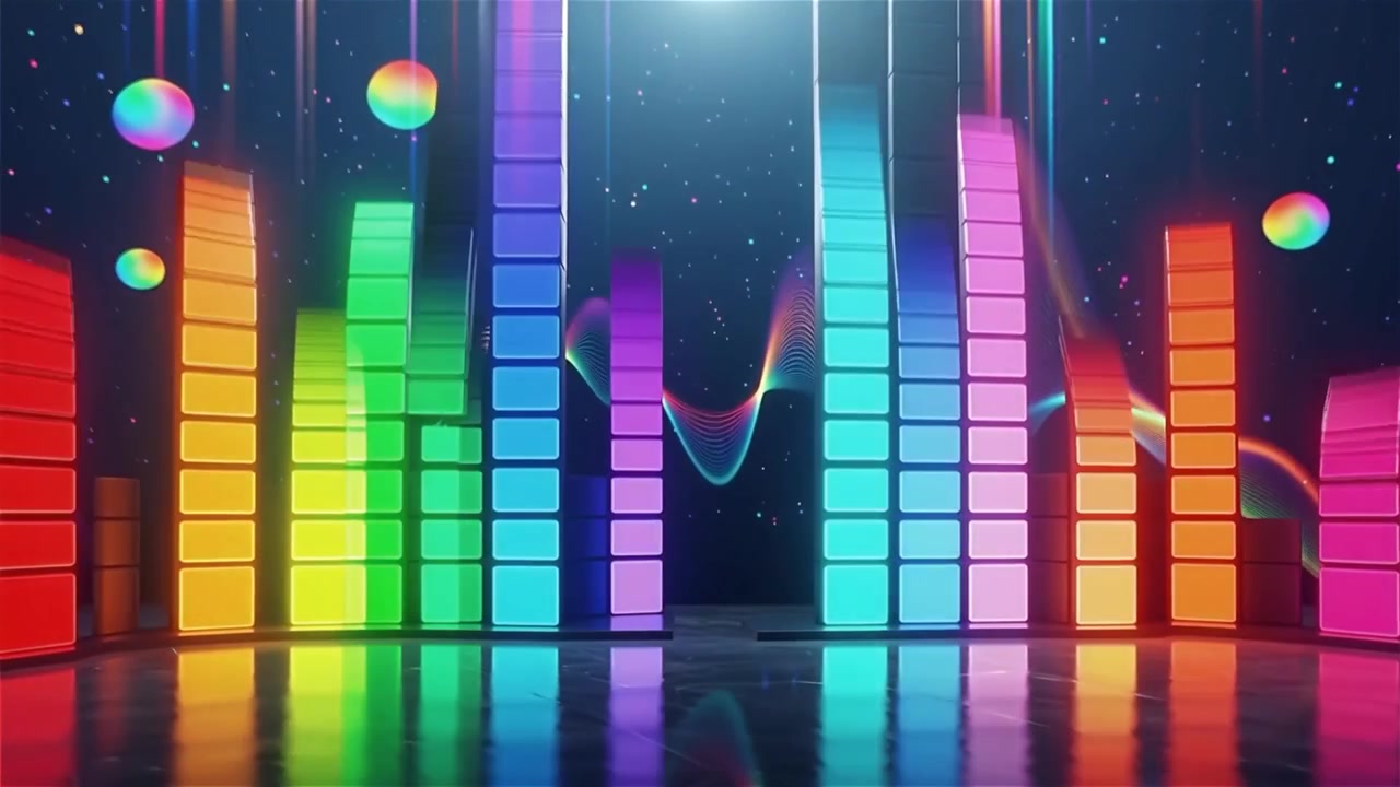 Futuristic Rainbow Neon Music Equalizer Visualizer Background
