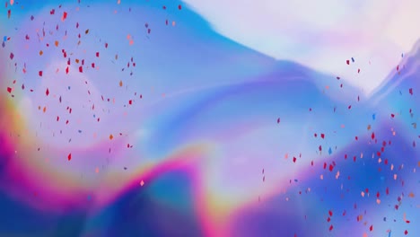 Animation-Von-Konfetti,-Die-über-Einen-Blauen-Hintergrund-Mit-Farbverlauf-Fallen
