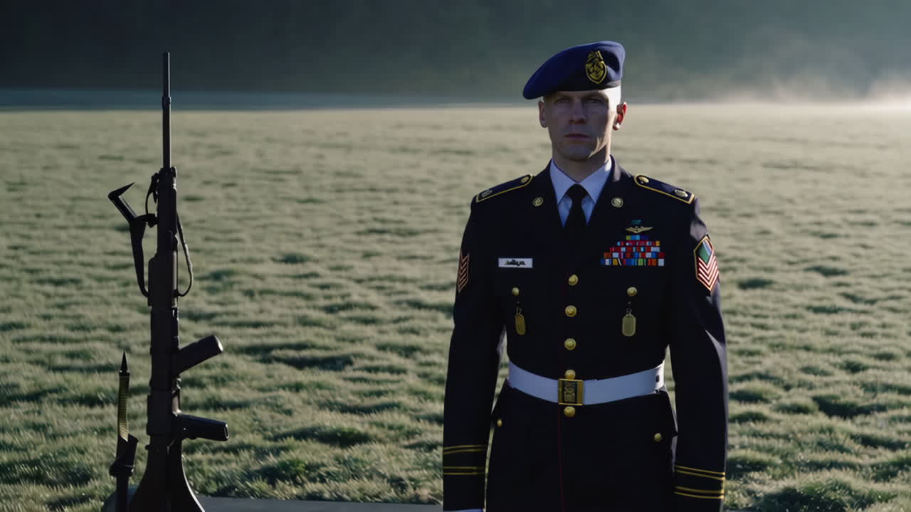 Military Soldier in Formal Dress Uniform