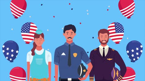 노동자의 날 축하 - 노동자와 풍선, 헬, 미국 발