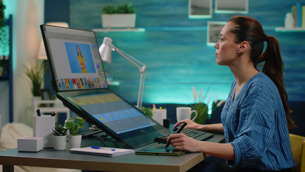 Image editor doing retouch work on touch screen computer