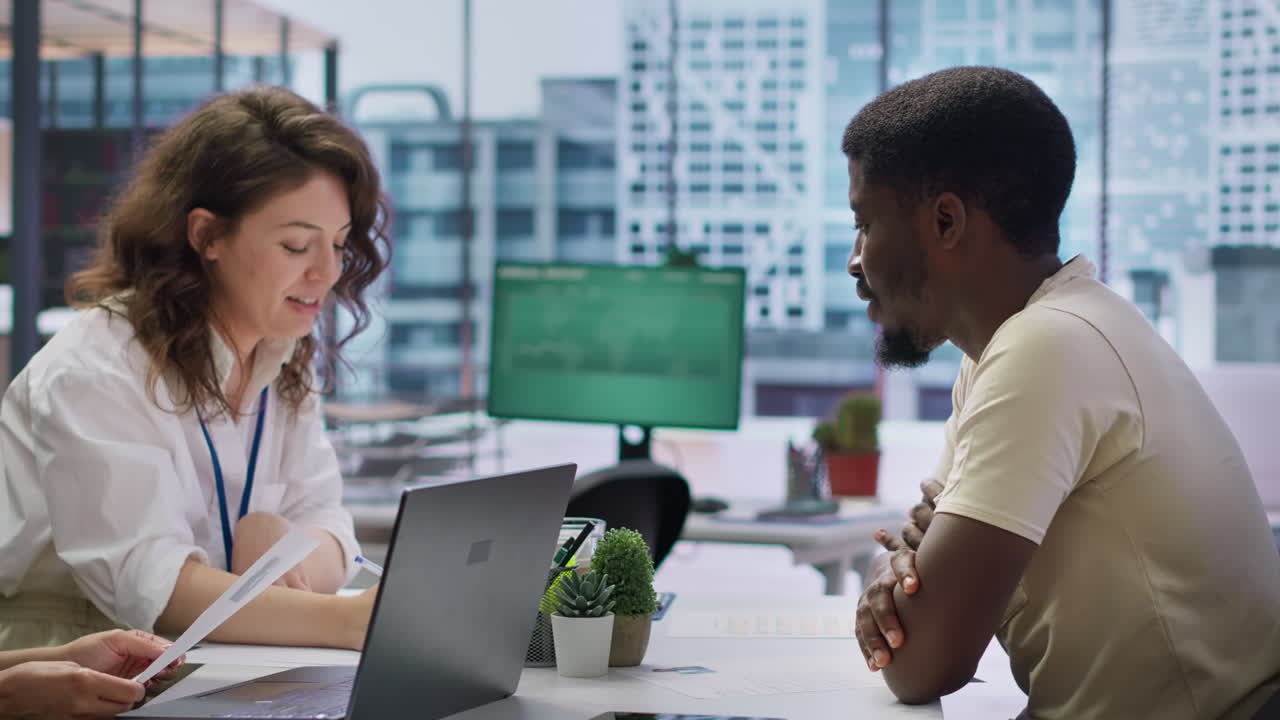 HR manager conducting a detailed interview with a potential candidate