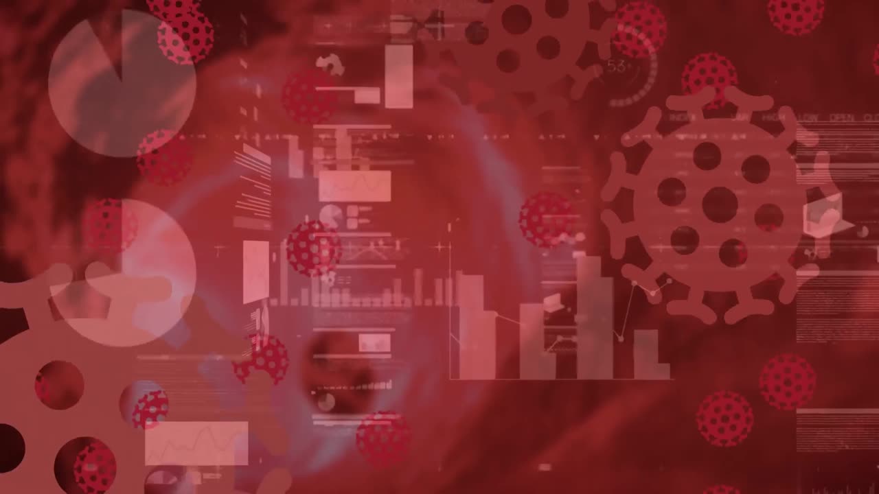 통계 및 데이터 처리에 대한 코로나 19 세포의 애니메이션