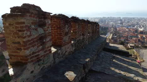 View-of-the-stone-roof-tops-of-a-castle-in-Thessaloniki-Greece