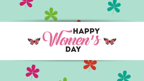 happy womens day lettering with flowers and butterflies