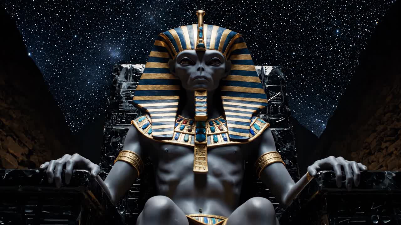 Alien Pharaoh on Throne