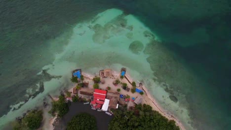 eco hostel on tropical turquoise water beach in the colombian caribbean sea