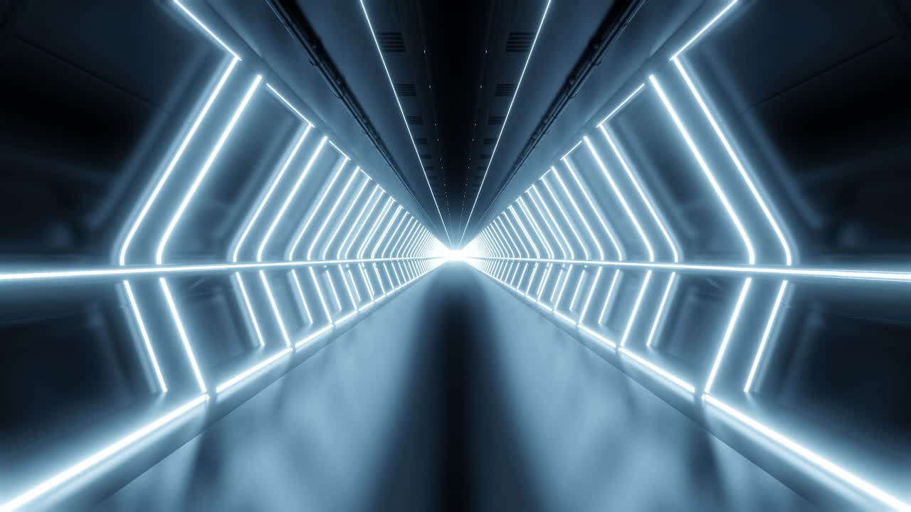 3D loop animation of illuminated futuristic tunnel, sci fi background