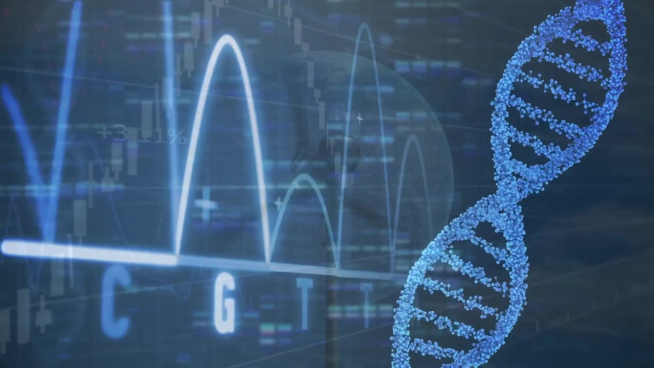 Animation of data processing over dna strand