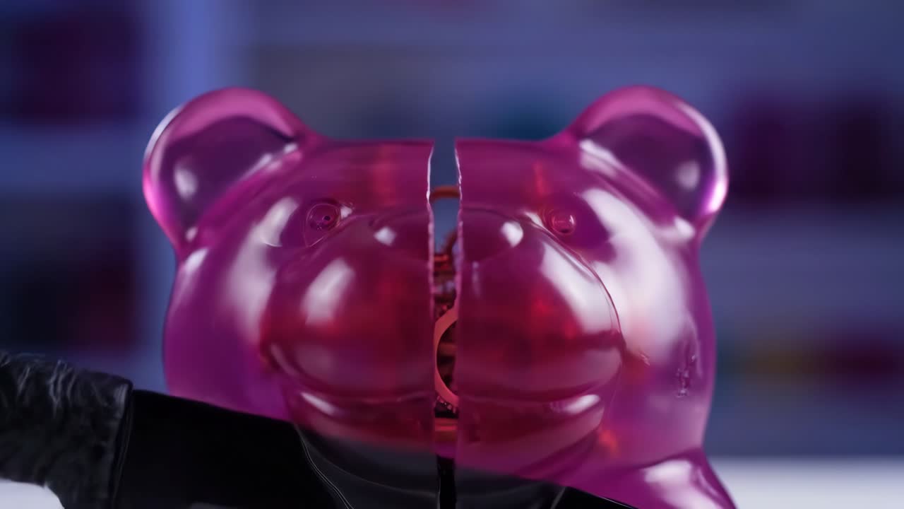 Gummy Bear with Knife and Steampunk Machine