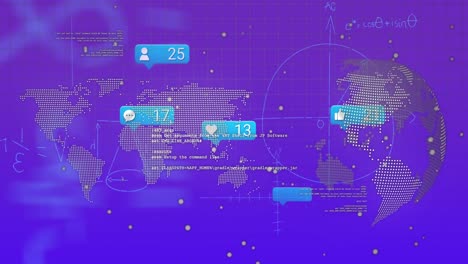 animation of data processing over blue background