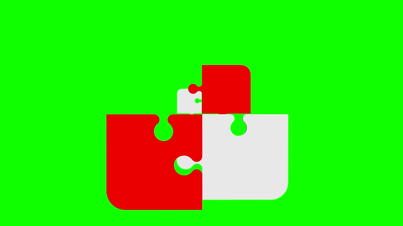 Collegamento di pezzi di puzzle su schermo verde